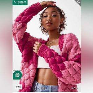 Simons twik open pink cardigan NWOT